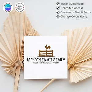 Vintage Chicken Farm Logo Design - Rustic Rooster Emblem, Hand-drawn, Editable Watermark for Branding - Etsy Canada