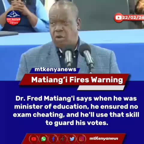 Matiang’i Fires Warning Dr. Fred Matiang'i says when he was minister of education, he ensured no exam cheating, and he'll use that skill to guard his votes #fyp #newsupdate #mtkenyanews