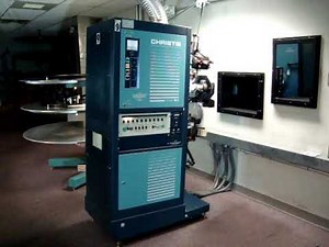 35mm film running through a Christie projector