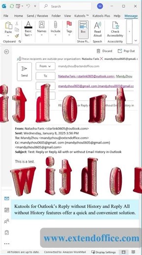 Reply or Reply All without Email History in Outlook