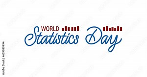 World Statistics Day text animation. Handwritten calligraphy text with alpha channel. Great for events and celebrations World Statistic Day. Transparent background, easy to put into any video