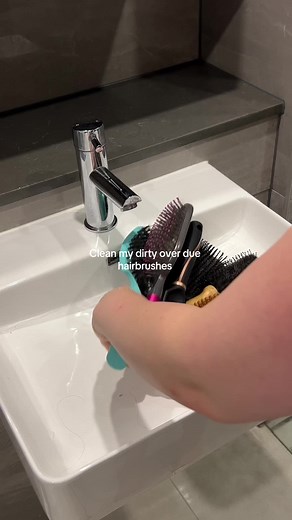 Cleaning Overdue Hairbrushes with Baking Soda and Apple Cider Vinegar