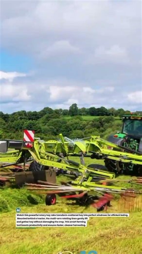 Mega Rotary Hay Rake System in Action 🚜🌾 #FarmingTech #HayHarvest #TractorPower