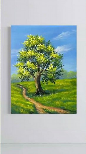 Easy Spring Tree Acrylic Painting Tutorial for Beginners