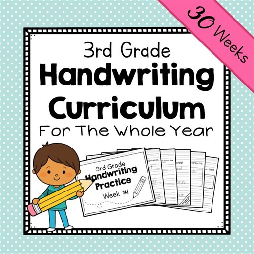 3rd GRADE HANDWRITING Curriculum PDF - 30 Weeks of Printable Writing Worksheets - Homeschool Letter and Sight Word Practice Pack - Etsy