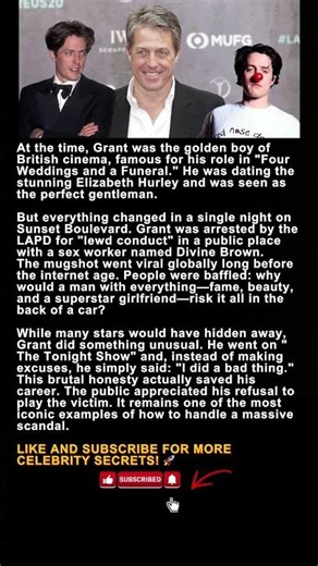 Hugh Grant’s Night of Shame: The 1995 Scandal! 🚔😱 #shorts #hughgrant #90s