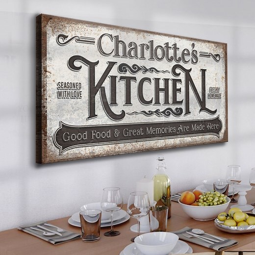 Kitchen Sign Wall Decor | Personalized Kitchen Sign | Rustic Kitchen Canvas Art | Dining Room Wall Decor | | Vintage Kitchen Sign Canvas - Etsy