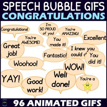 Animated GIF Congratulations Speech Bubbles Clipart – Orange