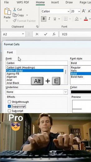Superscript and Subscript in excel 😱 #excel #office #spreadsheet