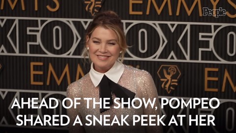 Ellen Pompeo Wears Bra-Baring Shirt on Emmys Red Carpet and Says It Takes 'a Village' to Go Glam