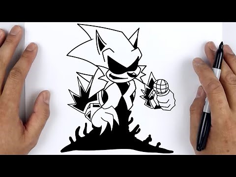 HOW TO DRAW MINUS SONIC EXE (LORD X) V2 | Friday Night Funkin (FNF) - Easy Step By Step Tutorial