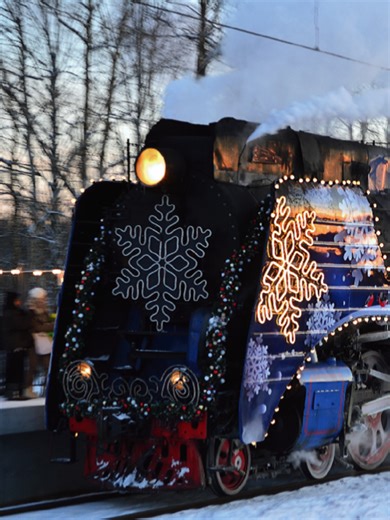 Поезд Деда Мороза номер 2026 под тягой паровоза П36-0027 прибывает на первый путь жд.ст.Новый Петергоф 06.01.2026 #рекомендации #рждрекомендации #ждрекомендации #рждмояработа #ржд #жд #октжд #глобальныерекомендации #2026