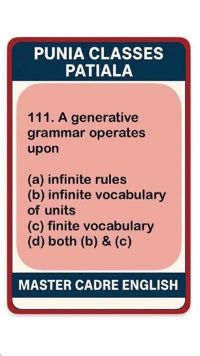 Generative Grammar Operates on Finite Vocabulary to Produce Infinite Sentences #Linguistics #UGCNET