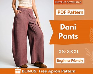 Wide Leg Pants Sewing Pattern for Women | Pants Pattern | Sewing Patterns | Trousers Pattern | Women Sewing Patterns | Wide Pants Pattern - Etsy