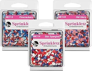 Buttons Galore Independence Day Craft Embellishment Set, Tiny Polymer Clay Embellishments for Crafts, Scrapbooks, Card Making, Shaker Crafts, Slime Add in - 36 Grams Total