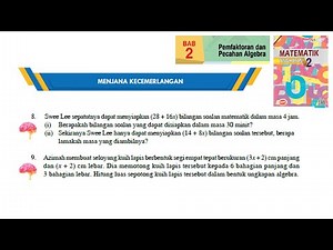 KSSM Matematik Tingkatan 2 Bab 2 pemfaktoran dan pecahan algebra menjana kecemerlangan no8 no9 form2
