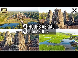 3 HOURS Aerial Cambodia Angkor Wat, Bayon & The Green Rice Fields of Tonle Sap 4K Drone