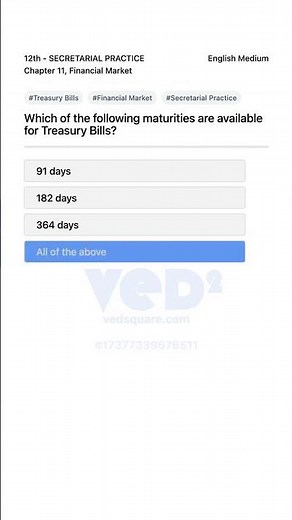 Treasury Bills Maturities Explained 12th Secretarial Practice