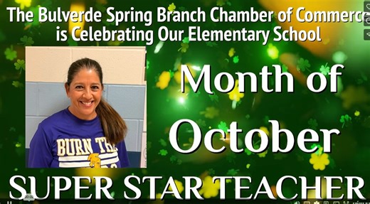 Our 🌟 Super Star Teacher Program 🌟 recognizes teachers serving Western Comal County area schools who show excellence in leadership, creativity, and imagination in and out of the classroom setting. Thank you to our October Sponsor, Kate Crosby with Frost This month we recognized CISD Rahe Bulverde Elementary School's: 🌟 LETTIE ECHT ! 🌟 Mrs. Echt is an exceptional educator who motivates and inspires students to reach their fullest potential. She pushes every child to do their best and invests 