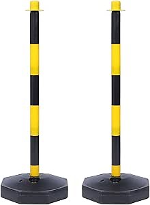 Traffic Delineator Post Cones -2pcs Portable Parking Pole Barrier Driveway Blocker Parking Gadget with Fillable Base Construction Lot