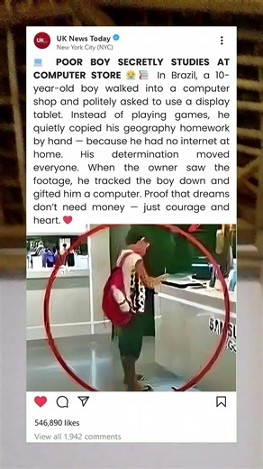 Poor Boy Studies at Computer Store After School 😭📚