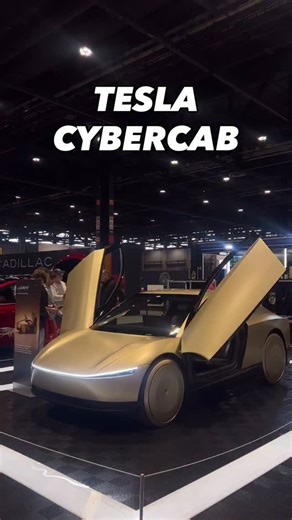 @teslamotors CYBERCAB spotting at #CAS2026 👀 This electric robotaxi is designed for fully autonomous operation. No steering wheel, no pedals, no problem! The Cybercab is scheduled for production in April of 2026. #chicagoautoshow #cybercab #crazy #flyaway | The Chicago Auto Show