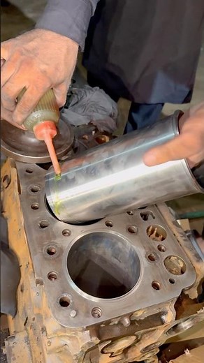 🔥 Precision Liner Installation | 6-Cylinder Diesel Engine Rebuild #shortsfeed #automobile #liner