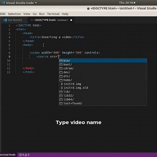 Insert a video in webpage using HTML | VS Code | #shorts