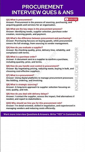 Procurement Interview Questions and Answers | Procurement Job Interview Questions and Answers