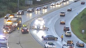 Overturned trash truck crash cleared north of Middletown