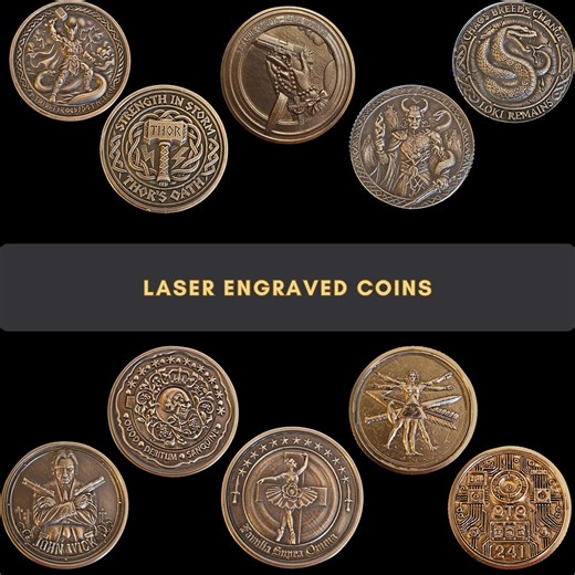 Handcrafted Laser-engraved Brass Challenge Coins 40mm & 50mm | One- or Two-sided | Custom | Pre-designed | Free U.S. Shipping - Etsy