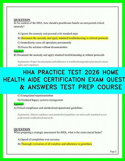 HHA Practice Test 2026 | Home Health Aide Certification Exam Q&A | Full Course & Answers
