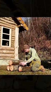 65-Day Journey Building a Wooden House and Fireplace in the Forest | By ‪@lesnoy‬