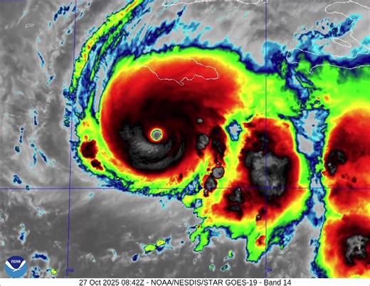 8.3K views · 57 reactions | 5 AM: NHC reports that Melissa has strengthened into a Category 5 hurricane with maximum sustained winds of 160 mph. Some additional strengthening is possible during the next 12 to 24 hours while the storm is located south of Jamaica. Details: https://www.weather.gov/chs/tropical#activestorms | US National Weather Service Charleston SC | Facebook