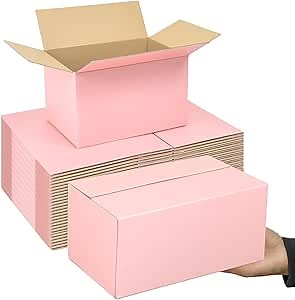 Shipping Boxes Medium 10x7x6 Inches, 30 Pack Mailer Packaging Boxes Bulk, Pink Corrugated Cardboard Boxes for Small Business Mailing Packing