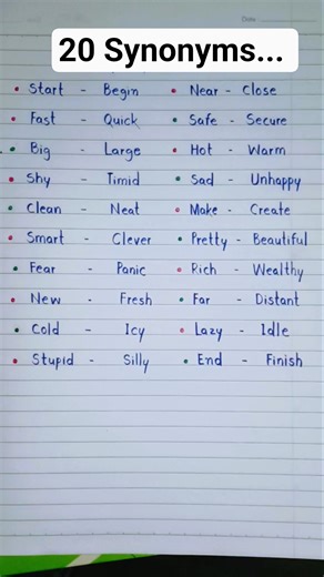 Synonyms In English