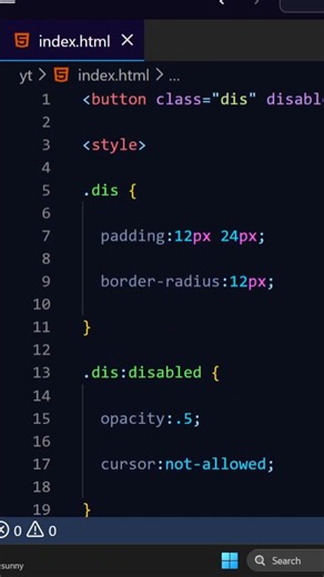 Disable state button using css #coding #webdesign