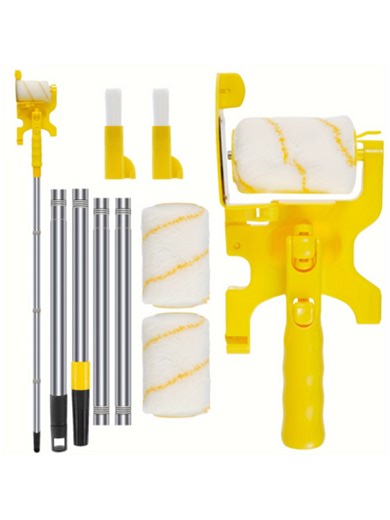 Multi-Purpose Paint Trim Roller Set - Clean-Cut Design With Adjustable Angle, Ergonomic Handle For Effortless Application, Includes Replacement Roller, Small Brush, And Four-Section Extension Pole. Ideal For Domestic Interior And Exterior Walls, Ceilings, Furniture Painting, Wallpaper Application, Room Decoration DIY Projects, Industrial Cleaning Brushes, And Makes A Splendid Gift For Gentlemen! | SHEIN