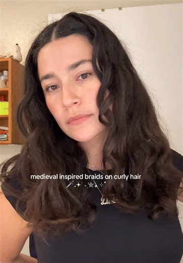wavy hair medieval braided look- I wanted to do try something different with my hair and was so inspired by @florencerose - I have completely different hair than her but I think I love this look! Especially nearing hair wash day! 🥀🥀🥀🥀 #hairtutorial #medievalhair #wavyhair #wavyhairtutorial