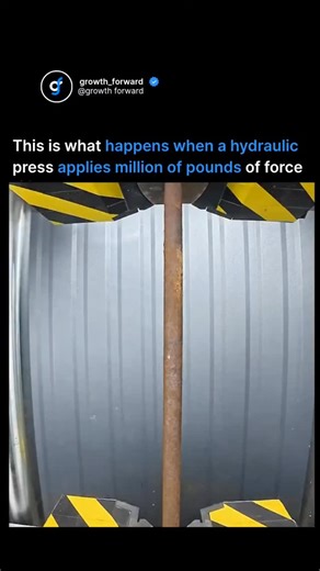 growth forward on Instagram: "➡️..Once the press starts moving, nothing inside it is "strong" anymore. A hydraulic press doesn't smash things, it overpowers the atomic bonds holding them together, applying slow, relentless force until steel stretches, chains unravel, and solid materials flow like clay. At full pressure, strength becomes irrelevant. Geometry fails. Weak points expose themselves. That same principle is used in industrial forming, metal forging, and stress testing critical componen