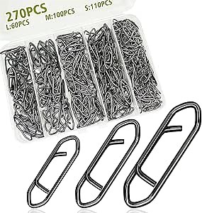 ENLACIJO Fishing Power Speed Clips, 270pcs Fishing Speed Clips Stainless Steel High Strength Fishing Power Clip Quick Change Fishing Lure Snap Tackle for Crankbait Popper Lures