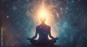 Exploring the Power of Deep Meditation: Spiritual Connection, Telepathic Communication, and Astral Bonds. Concept Spiritual Awakening, Telepathy, Astral Projection, Meditation Journeys