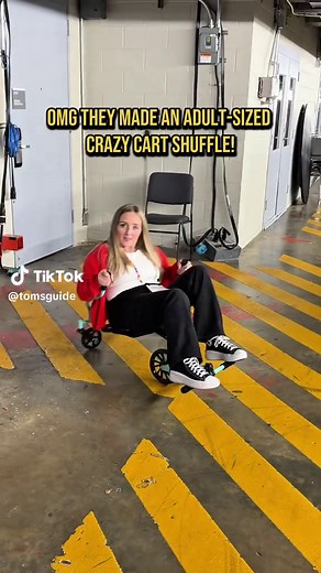 Crazy Cart Shuffle Max makes the internet-famous drifting scooter into something a little more comfortable for bigger kids and adults 🤪 you guys blew up the video of @Razor Worldwide's OG Crazy Cart Shuffle we posted, and now there's a version for intergenerational play... or just for kidults looking for a fun way to whip around the neighborhood. You didn't hear it from me, but Razor has even designed a cup holder for it 🤫 Crazy Cart Shuffle Max is coming Summer 2026 for $199. #crazycartshuffl