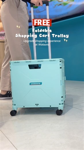 🌟 Grab this foldable shopping cart trolley for FREE with purchase of RM388 & above on participating brands. Perfect & convenient for carrying all your essentials! Shop now at #WatsonsMalaysia STORES & ONLINE! 🛒🛍️ *Promotion period: 5 Jan - 8 Feb 2026 *Watsons Club Members only. Terms and conditions apply. While stocks last. #OnlyAtWatsons | Watsons