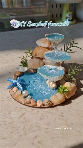 DIY seashell fountain ⛲️ #craftideas #seashellcraft #diyfountain #glueguncraft #viralshorts