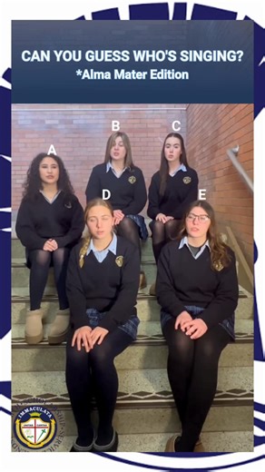 Immaculata High School on Instagram: "Can you guess who’s singing? 🎶 Immaculata Alma Mater edition—drop the letter below in the comments! ⬇️ Huge thanks to the Immaculata A Cappella Choir 💙 @immaculataperformingarts #singing #trend #highschool #nj #acapella"