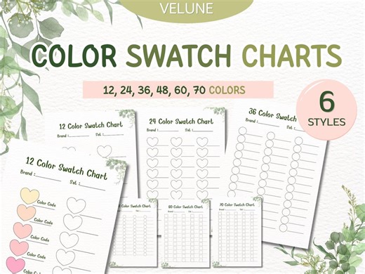 Printable Color Swatch Chart | 6 Styles Swatch Sheet | Instant Download - Etsy