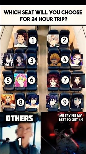 which seat will you choose for 24 hour trip? #demonslayer #kny #kimetsunoyaiba #game #tanjiro