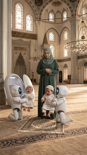 Is This the Future of Childcare? AI Robots in the Mosque 🤖🕋 #innovation