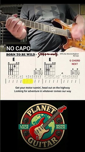How to Play "BORN TO BE WILD" by Steppenwolf (No Capo) | Absolute Beginner Guitar Play-Along +Lyrics